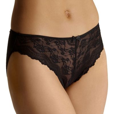 Black lace front high leg briefs